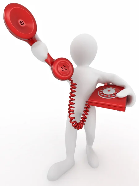 Man Holding Telephone Receiver White Isolated Background — Stock Photo, Image