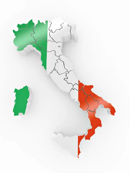 Mapa Włoch Barwach Włoskiej Flagi — Zdjęcie stockowe