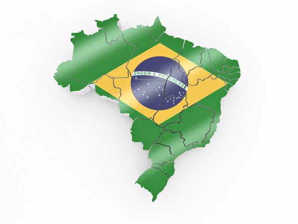 Mapa Brasil Cores Bandeira Brasileira — Fotografia de Stock