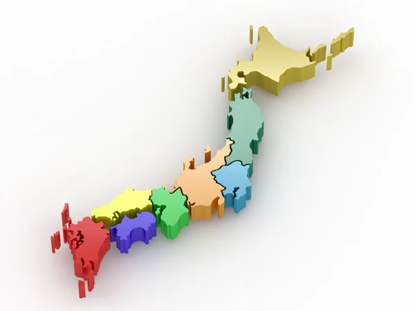 Karta Över Japan Vit Isolerade Bakgrund — Stockfoto