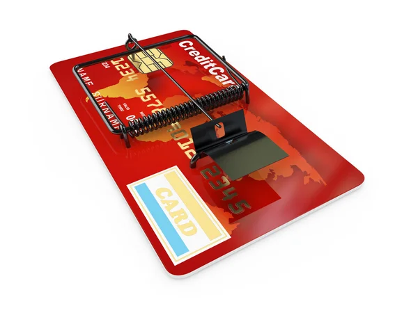 Credit card as mousetrap. Conceptual image — Stock Photo, Image