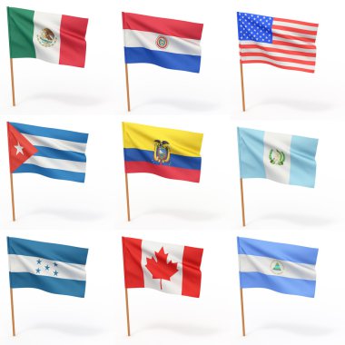 Flags of american country. Collection 4. 3d clipart