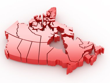 beyaz izole zemin üzerinde üç boyutlu harita Kanada. 3D