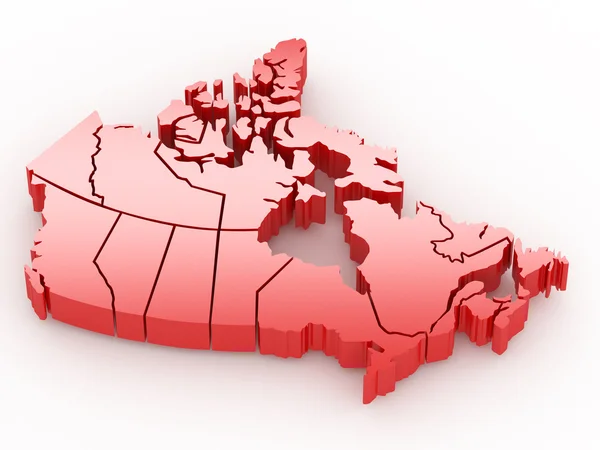 Driedimensionale Kaart Van Canada Witte Geïsoleerde Achtergrond — Stockfoto