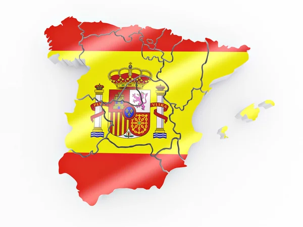 Map of Spain in Spanish flag colors — Stock Photo, Image