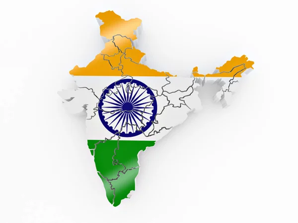 Mapa da Índia em cores da bandeira indiana — Fotografia de Stock