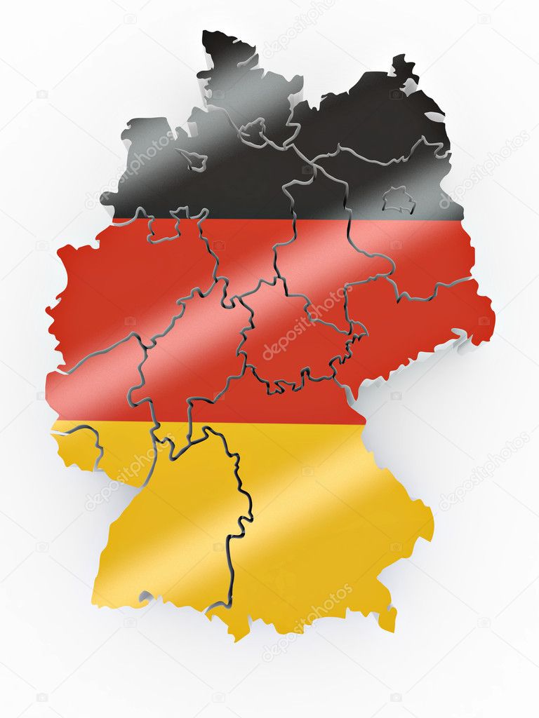 Map of Germany in German flag colors