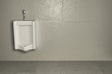 Urinal on dirty wall. Abstract background. 3d clipart