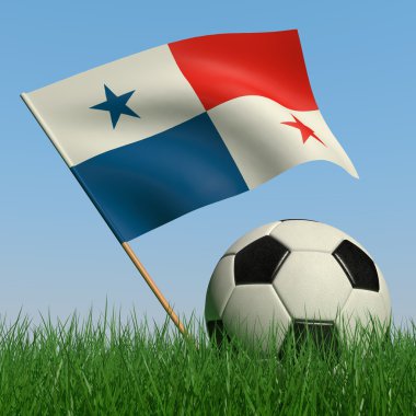 Futbol topu çim ve panama bayrağı