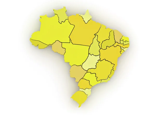巴西的三维地图。3d — 图库照片