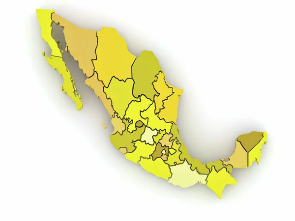 Three-dimensional map of Mexico — Stock Photo, Image
