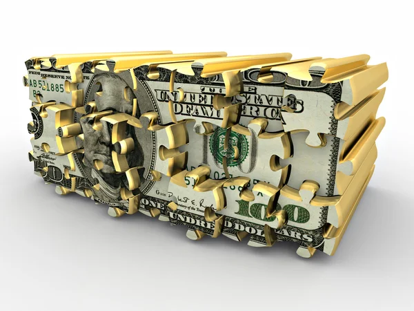 Puzzel Van Dollar Witte Geïsoleerde Achtergrond — Stockfoto