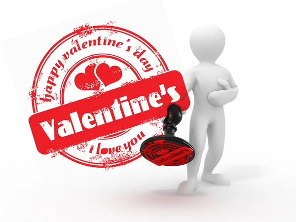 Men Stamp Happy Valentine Day — Stock Photo, Image