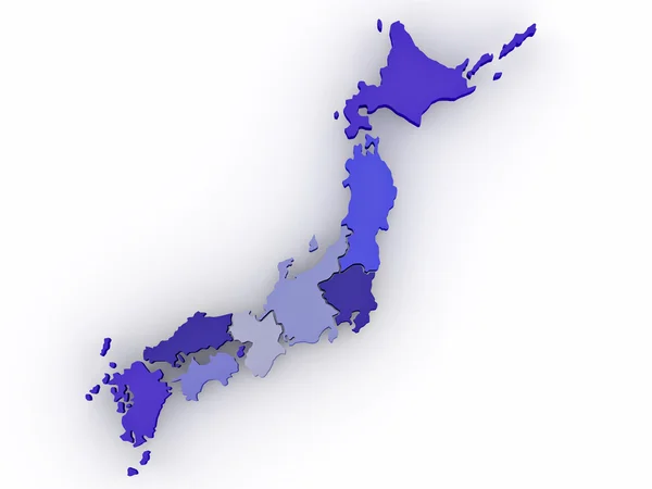 Mapa do Japão sobre fundo isolado branco. 3d — Fotografia de Stock