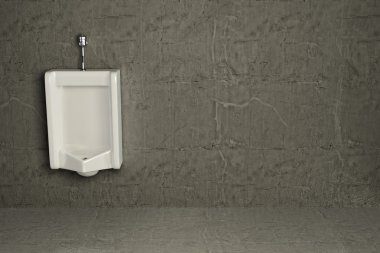 Urinal on dirty wall. Abstract background clipart