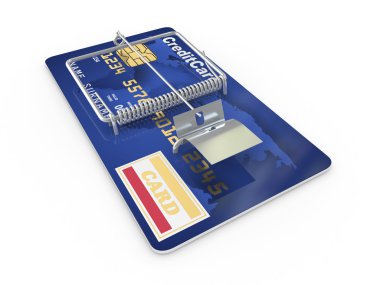 Credit card as mousetrap. Conceptual image clipart