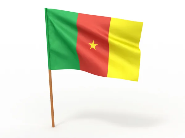 在风中飘扬的旗帜。喀麦隆 — 图库照片