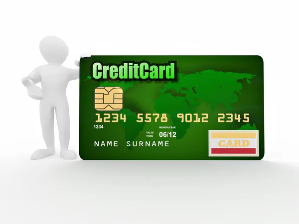 Men with credit card on white isolated background — Stock Photo, Image
