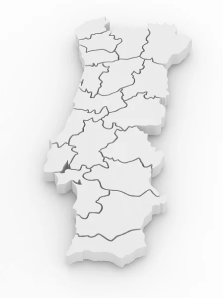Τρισδιάστατο χάρτη της Πορτογαλίας. 3D — Φωτογραφία Αρχείου