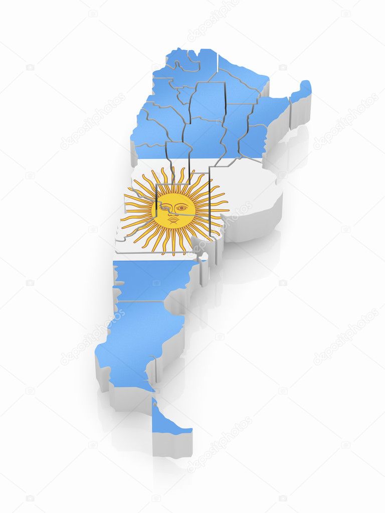 Map of Argentina in Argentinian flag colors — Stock Photo ...