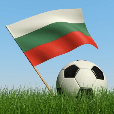 Futbol topu çim ve Bulgaristan Cumhuriyeti bayrağı.