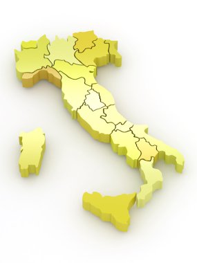 Three-dimensional map of Italy. 3d clipart