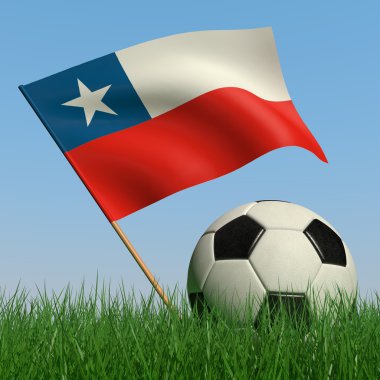 Futbol topu çim ve Şili bayrağı
