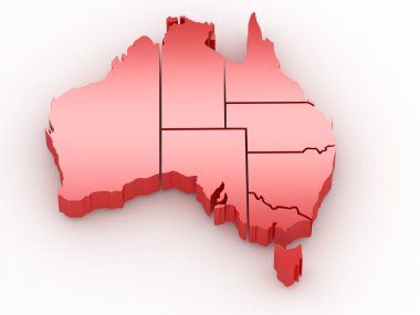 Three-dimensional map of Australia clipart