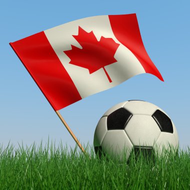Futbol topu çim ve Kanada bayrağı