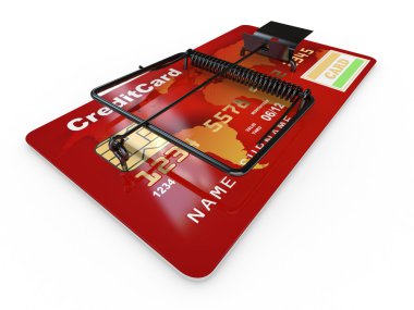 Credit card as mousetrap. Conceptual image clipart