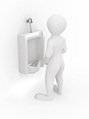 Men with urinal ob white isolated background clipart