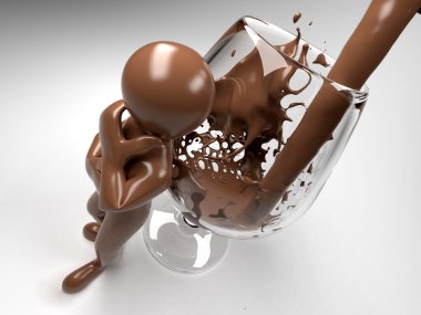 Men and glass with chocolate clipart