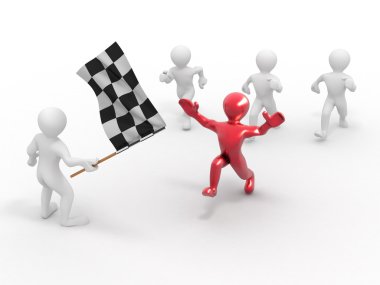 Damalı bayrak ile erkekler