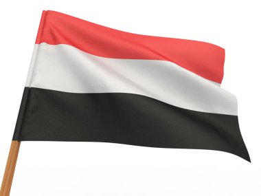 Flag fluttering in the wind. Yemen clipart