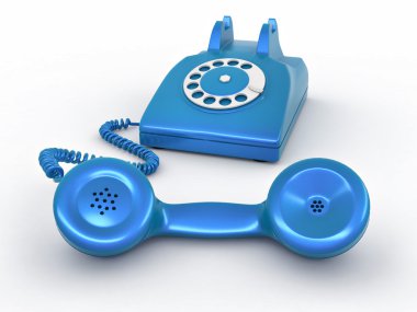 Old-fashioned disk phone on white isolated background clipart