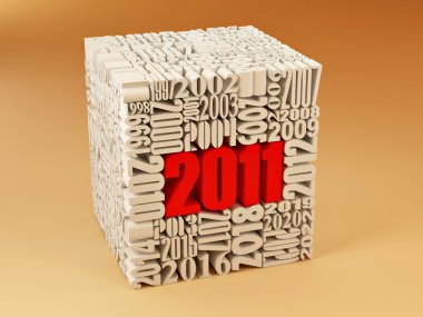 New year 2011. Cube consisting of the numbers