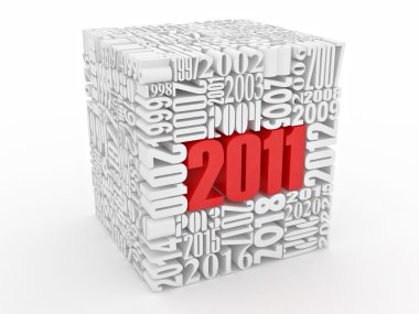 New year 2011. Cube consisting of the numbers