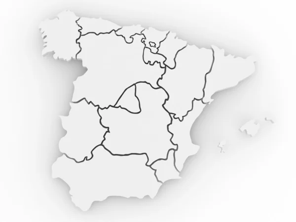 Tredimensionell karta över Spanien. 3D — Stockfoto