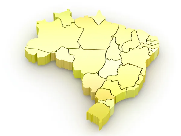 Трехмерная карта Бразилии. 3d — стоковое фото
