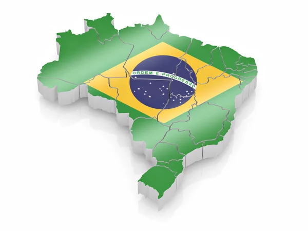 Map of Brazil in Brazilian flag colors — Stock Photo, Image