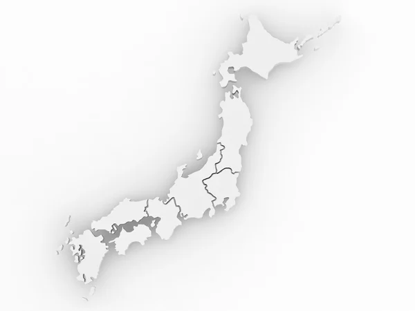 Landkarte von Japan auf weißem, isoliertem Hintergrund. 3d — Stockfoto