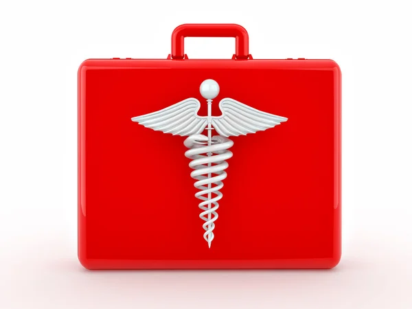 Teken van geneeskunde over medische koffer — Stockfoto