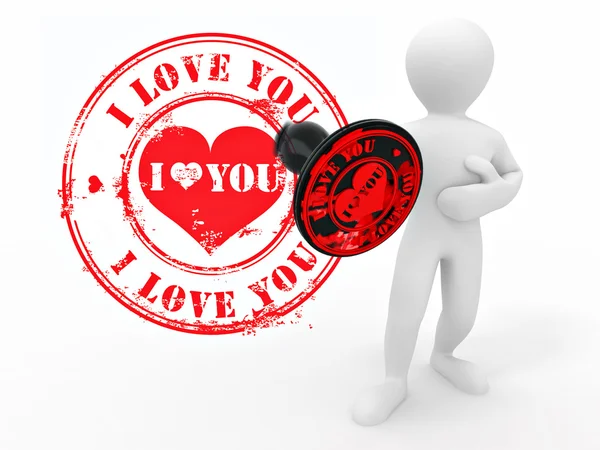 Men with stamp i love you — Stock Photo, Image
