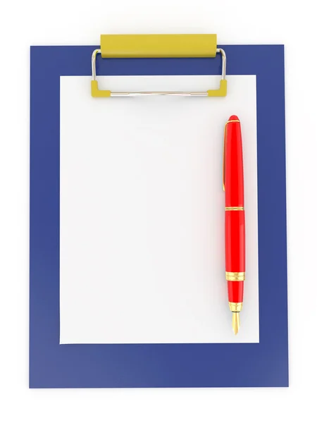 Ручка на планшете. Пустой лист бумаги — стоковое фото
