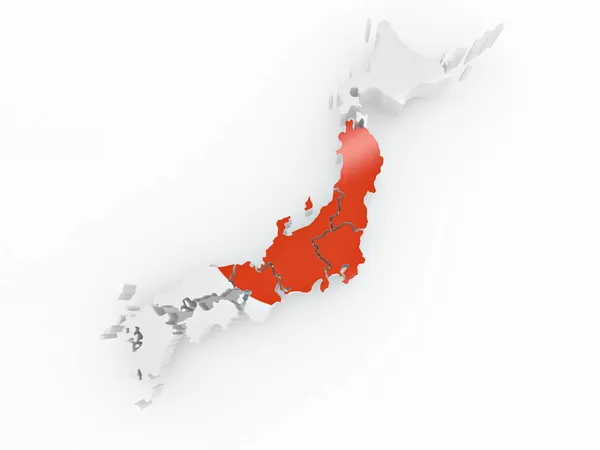 Mapa de Japón en colores de bandera japonesa — Foto de Stock