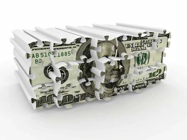 Puzzle de dólar sobre fondo blanco aislado — Foto de Stock