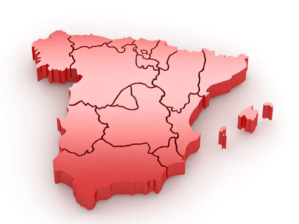 Peta tiga dimensi Spanyol. 3d — Stok Foto