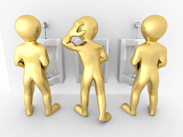 Homens com ob urinal fundo isolado branco — Fotografia de Stock