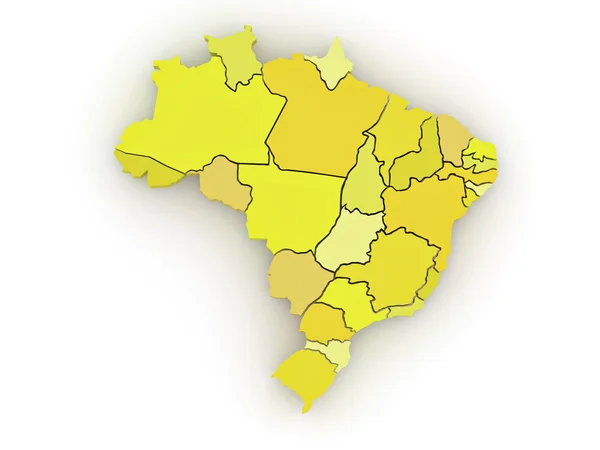 Trojrozměrná mapa Brazílie. 3D — Stock fotografie