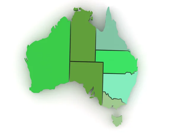 Dreidimensionale Karte von Australien auf weißem, isoliertem Hintergrund. — Stockfoto